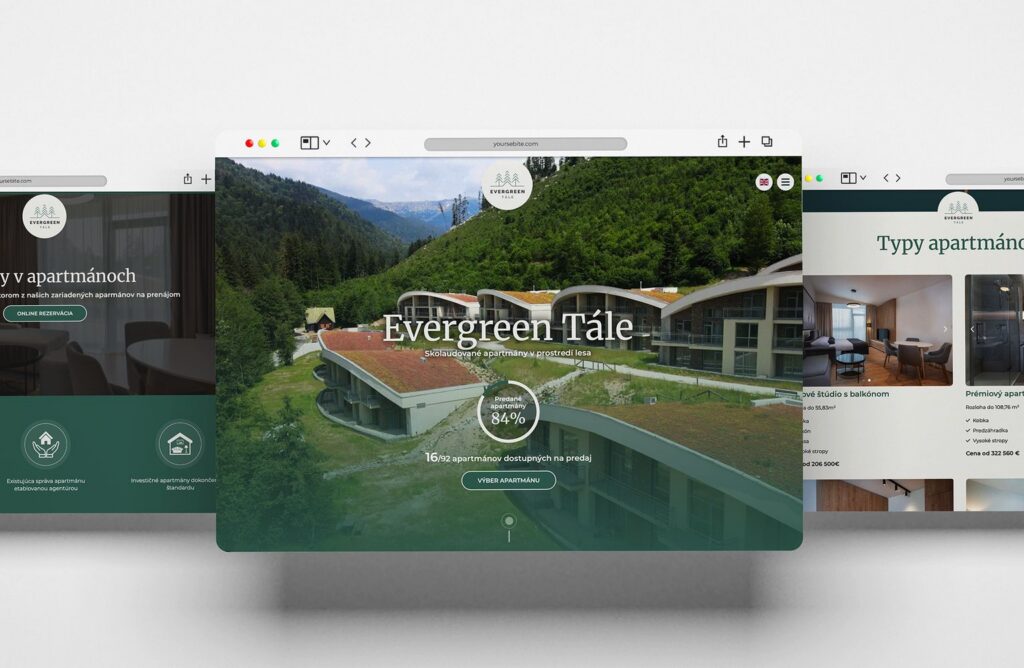 Evergreen Tále: ukážka webu s ponukou apartmánov (1)