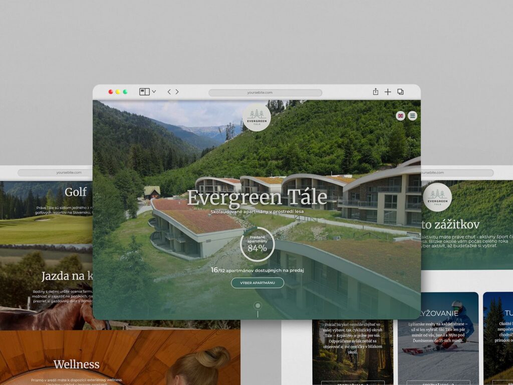 Evergreen Tále: ukážka webu s ponukou apartmánov (2)
